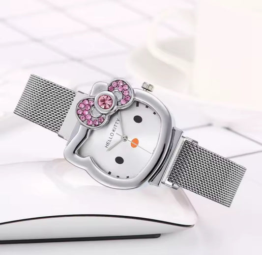 Hello Kitty Sanrio Pink Bow Watch Silver