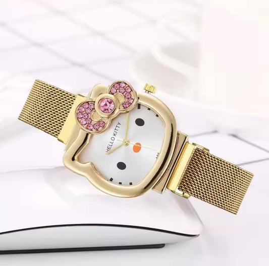 Hello Kitty Pink Bow Watch Gold
